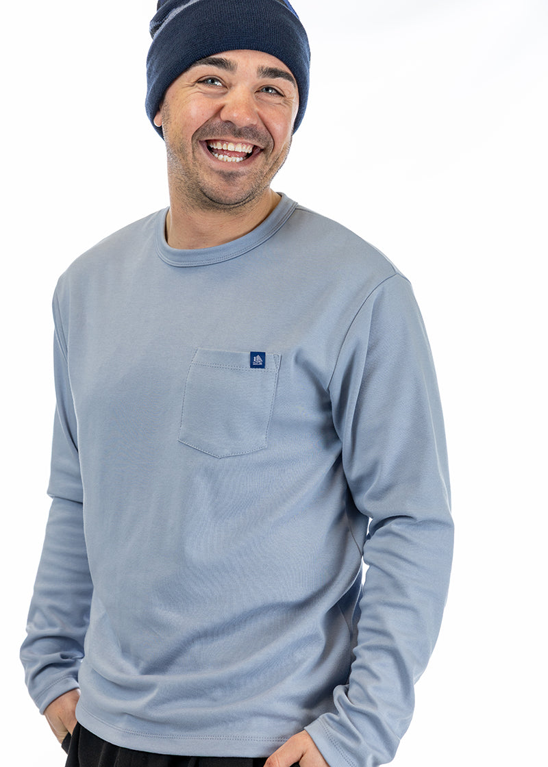 Men's Solid Long Sleeve Interlock PKT Tee