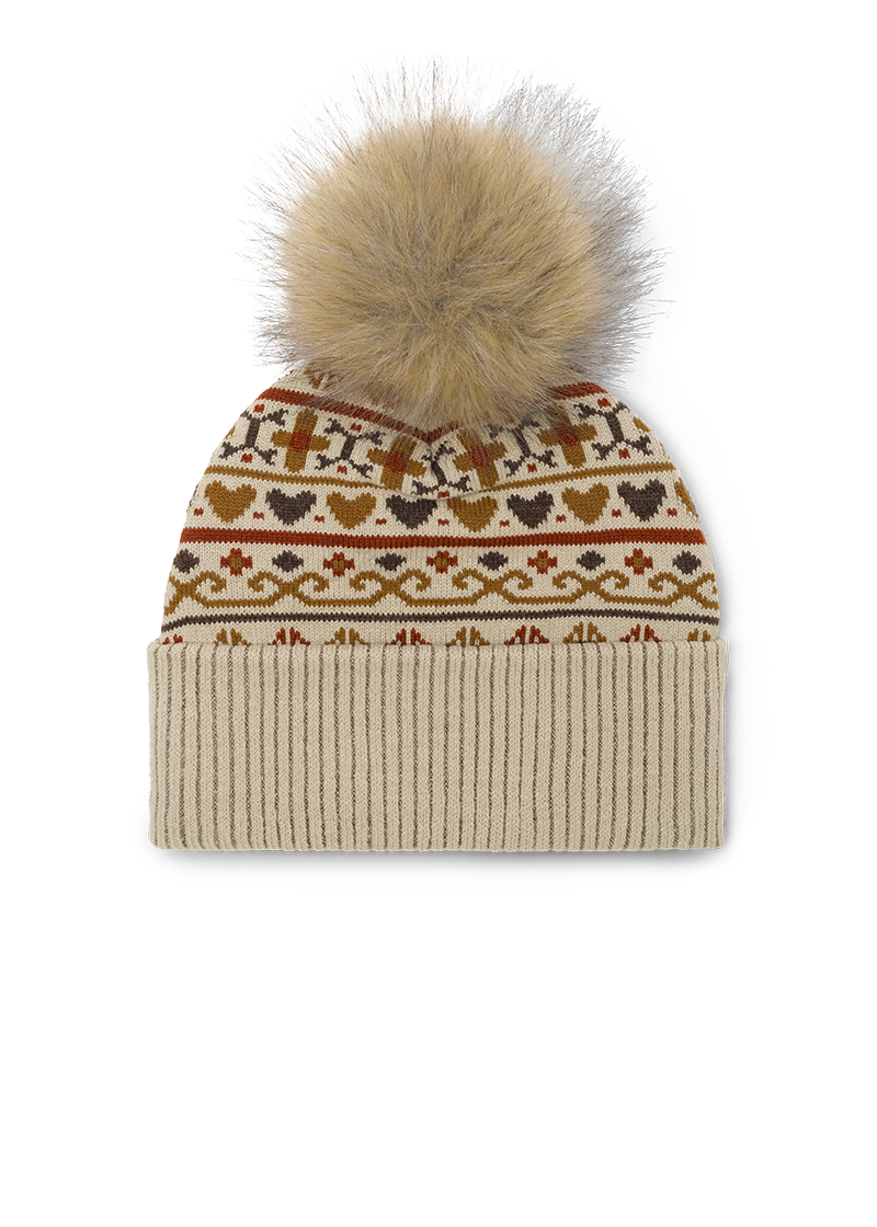 Sweater Cuffed Faux Fur Pom Beanie