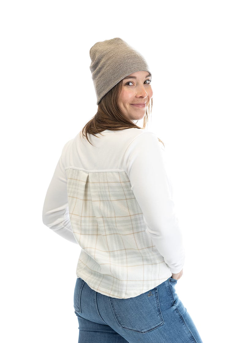 Women's Solid Interlock & Flannel Long Sleeve MXD Tee